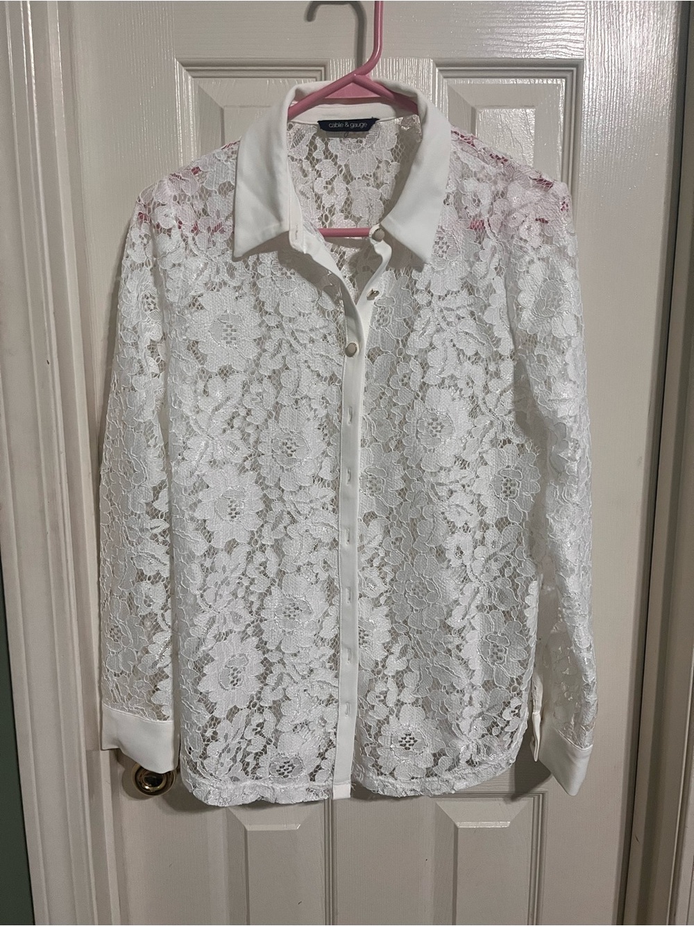 Cable & Gauge Full Lace Button-Up Top - Picture 2 of 8